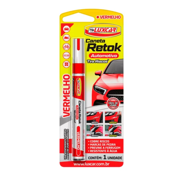 LUXCAR CANETA RETOK AUTOMOTIVO - VERMELHO 1UN