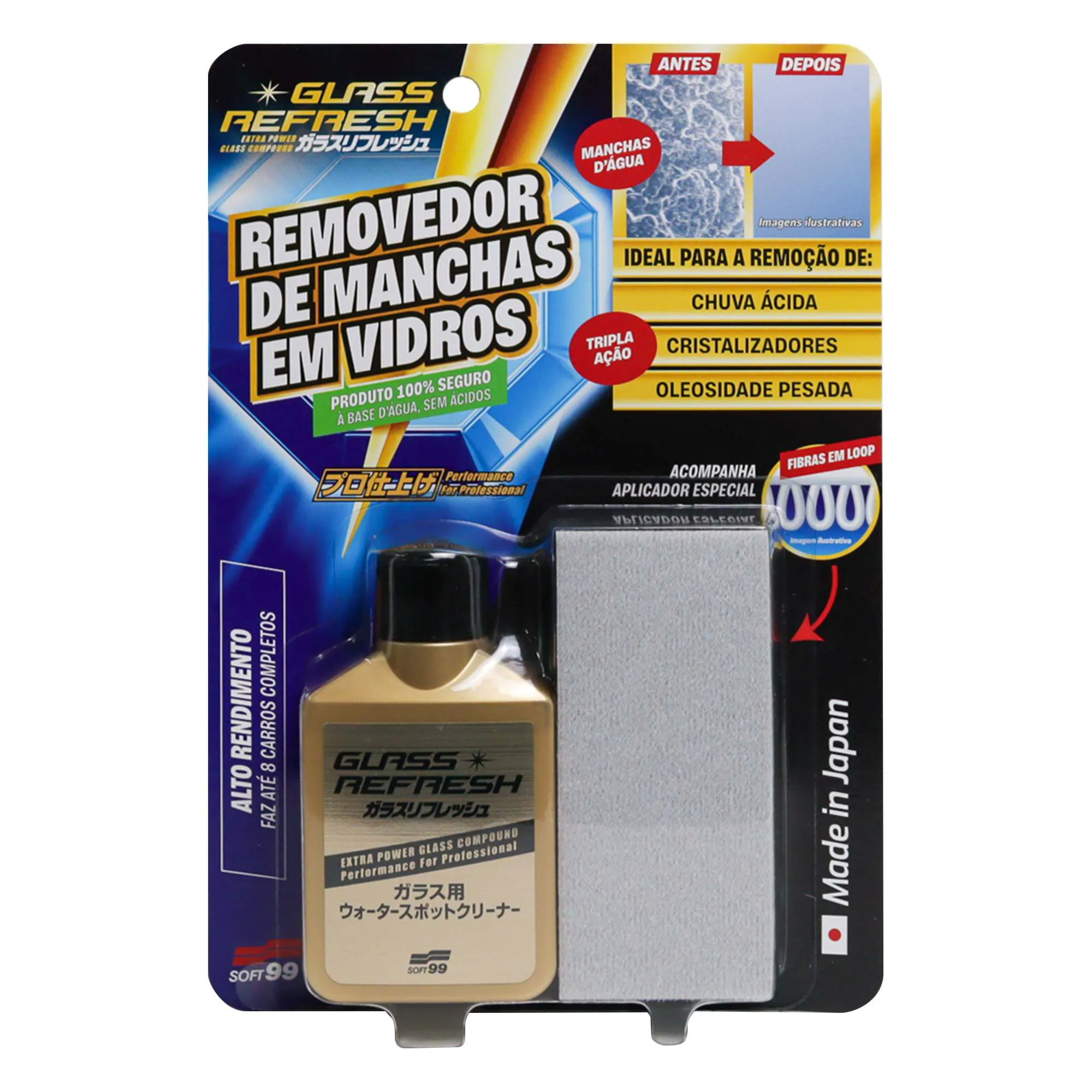 SOFT 99 GLASS REFRESH KIT REMOVE MANCHAS DE VIDRO 80ML